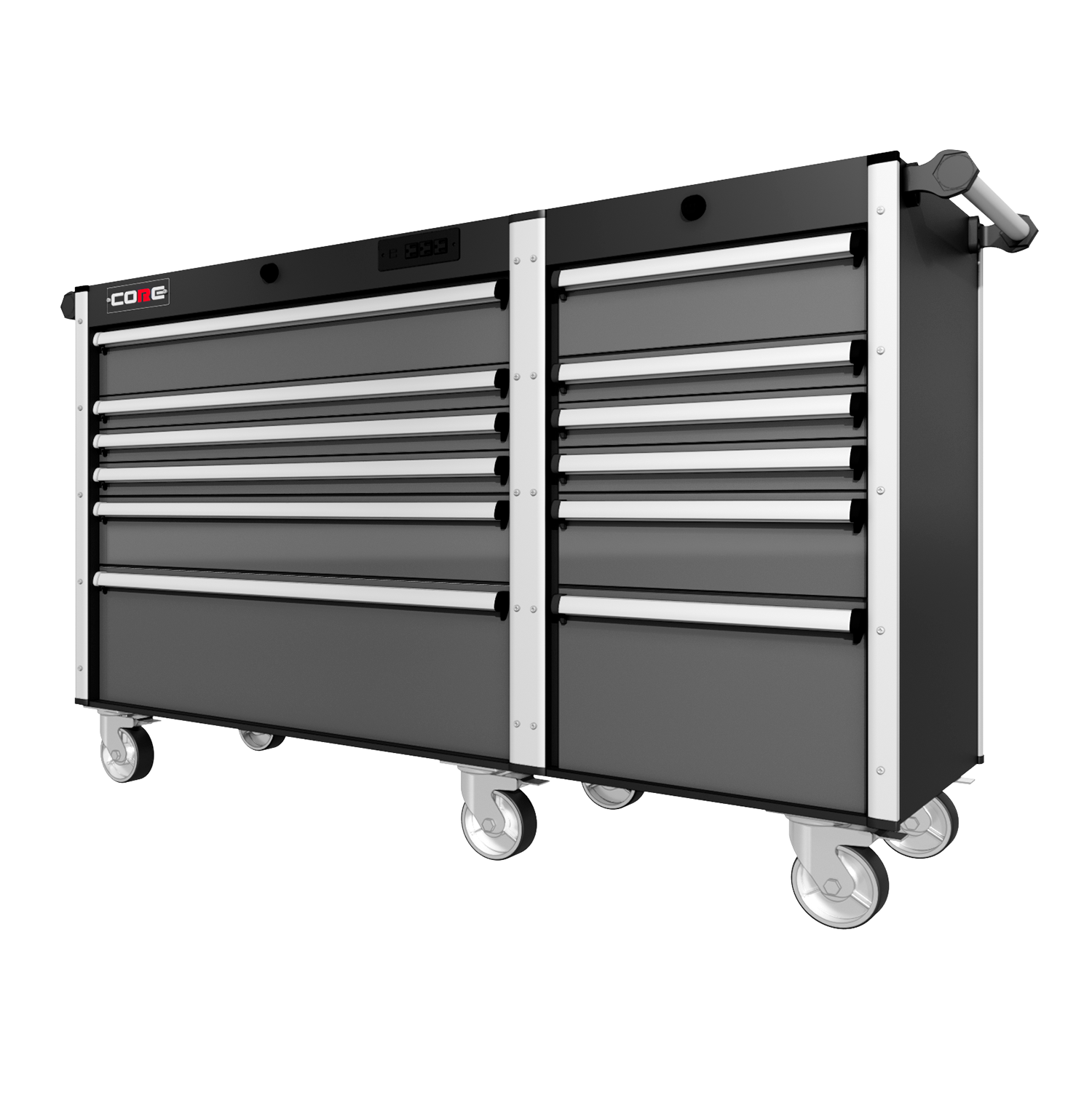 66 Series - 12 Drawers - Silver Handles - Traditional Casters