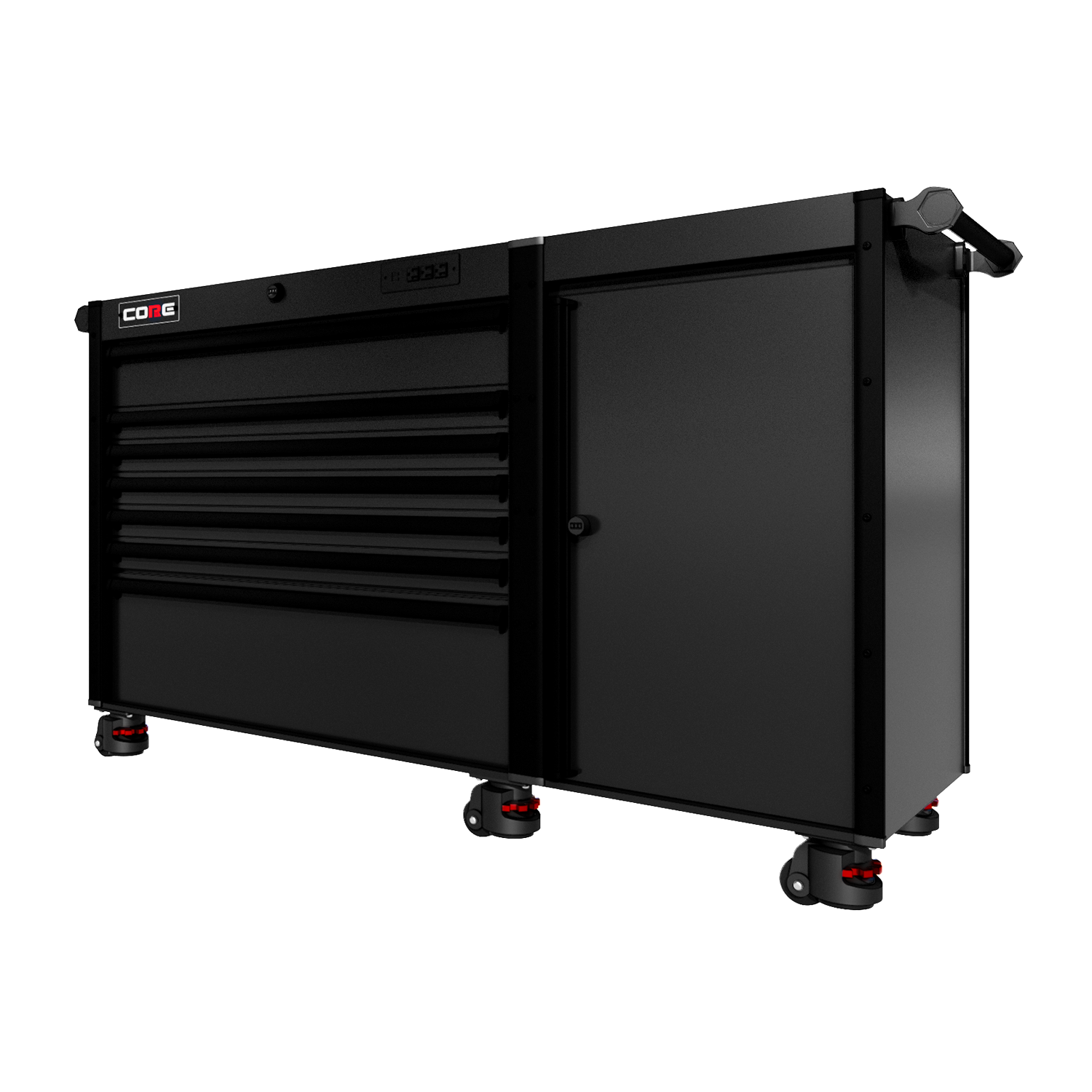 66 Series - 7 Drawers - Black Handles - Foot Casters