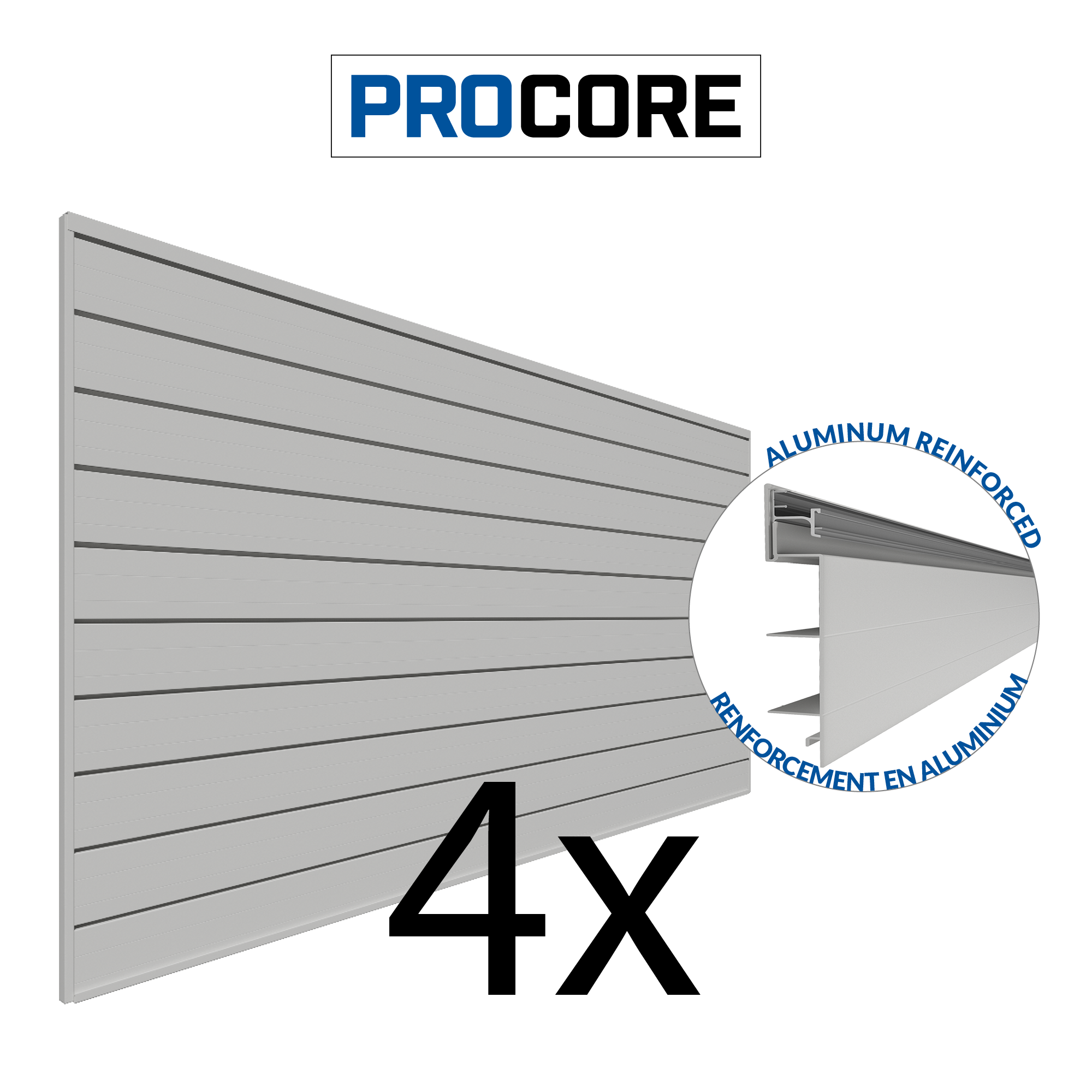 4 x 8ft. PROCORE PVC Slatwall – 4 Pack 128 sq ft